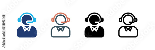 Customer Service icon set multiple style collection