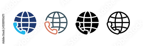 Worldwide icon set multiple style collection