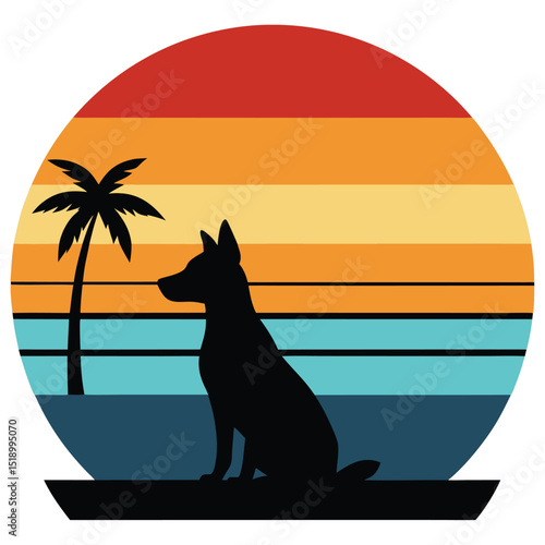 Black silhouette of a dog sitting peacefully