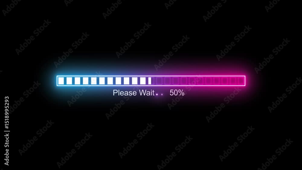 Please Wait Minimal Neon Glowing Loading Bar Animation for Clean Futuristic UI Designs Please Wait Minimal Neon Glowing Loading Bar Animation for Clean Futuristic UI Designs