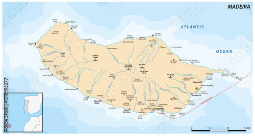 Map of the Portuguese island of Madeira