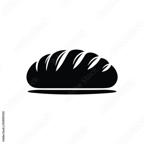 Simple Black Silhouette of Loaf of Bread Isolated on White Background