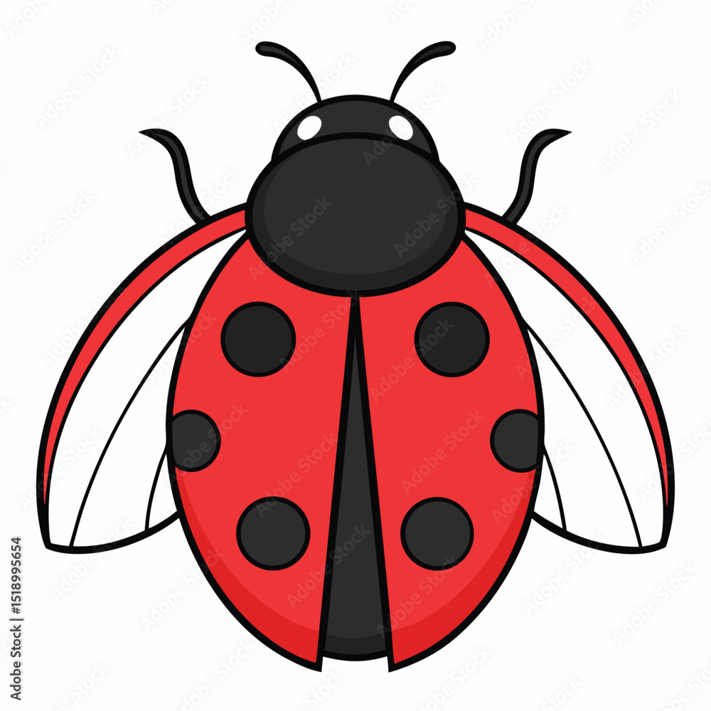 Obraz premium Adorable round ladybug with open wings ready for design use
