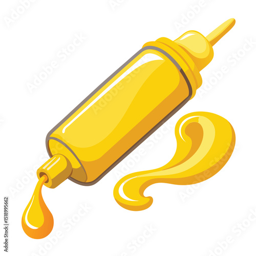 Isolated vector illustration of a green glass bottle of olive oil