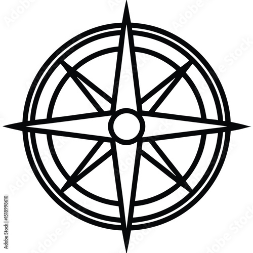 Single compass rose icon outline glyph style design