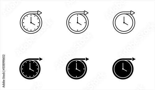 Long term line icon set. clock sign. vector illustration