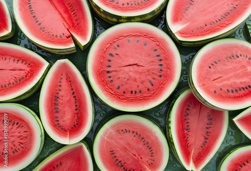 High Angle Photography of Juicy Watermelons with Water Drops