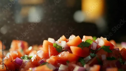 Preparing fresh tomato salsa
