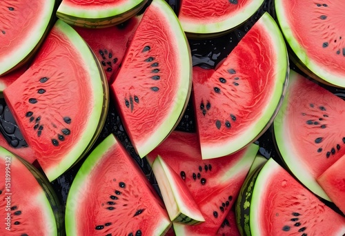 Fresh Watermelons from Above with Water Drops, High Angle