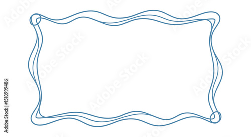 Wavy frame design with rounded corners and three lines forming the border of the shape element here on transparent background