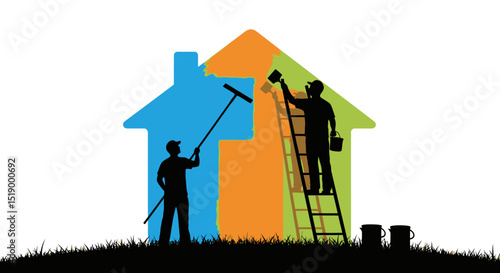 House Painting Crew Working on a Home Renovation