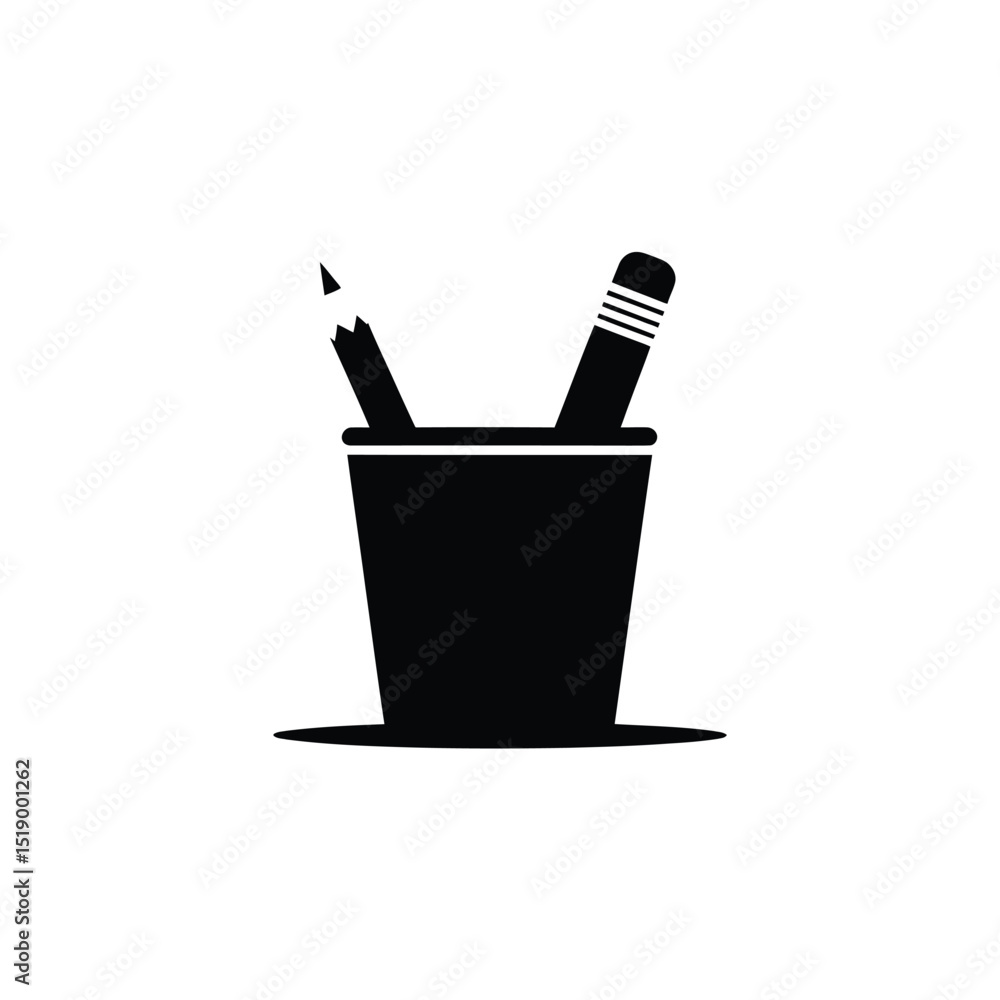 Two pencils sit side by side inside a black holder against a transparent backdrop Two pencils sit side by side inside a black holder against a transparent backdrop
