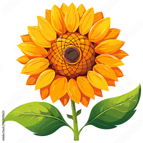 Sunflower flower color vector illustration. Drawing of agroculture for oil production on isolated background. For packaging and design