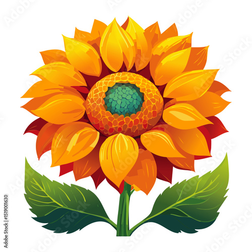 Sunflower flower color vector illustration. Drawing of agroculture for oil production on isolated background. For packaging and design