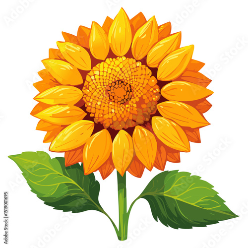 Sunflower flower color vector illustration. Drawing of agroculture for oil production on isolated background. For packaging and design