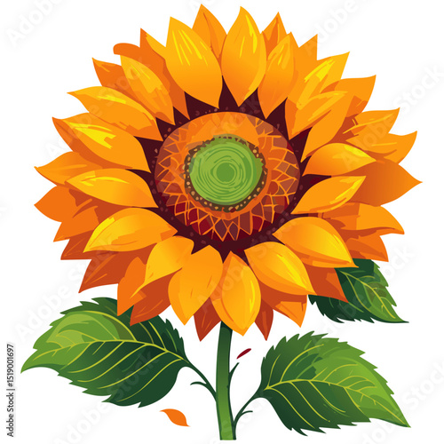 Sunflower flower color vector illustration. Drawing of agroculture for oil production on isolated background. For packaging and design