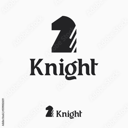 Logo design of black knight horse chess warrior minimalist and bold design