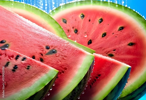 Dramatic Backlit Watermelons with Water Drops, Silhouette