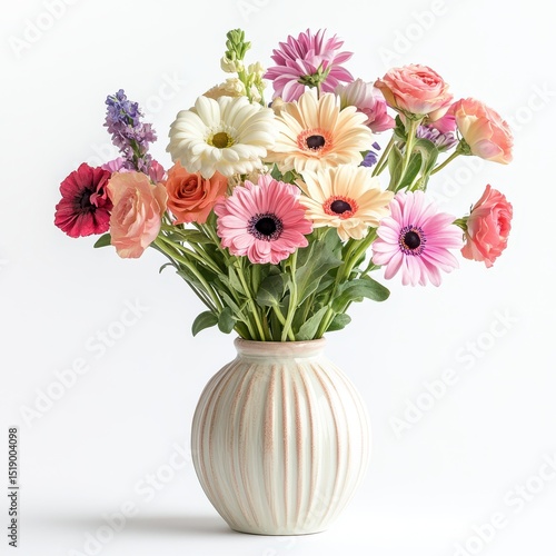 Wallpaper Mural Pastel Flower Bouquet in a Textured White Vase Torontodigital.ca