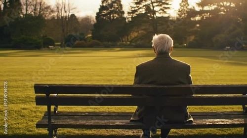 Elderly Loneliness Autumn Bench Scene
