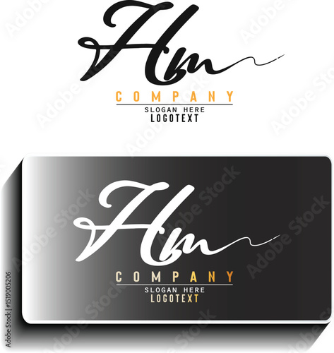 hand drawn alphabet. initial letter, Letter hm logo design, Letter hm Signature Logo - Initial Alphabet- Handwritten hm Logo, hm  letter beauty handwriting vector logo.eps8