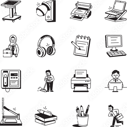 Pack of Corporate Sketchy Style Icons 
