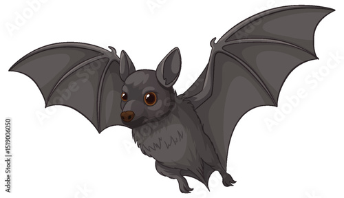 Charming Bat Vector Illustration with Detailed Wings