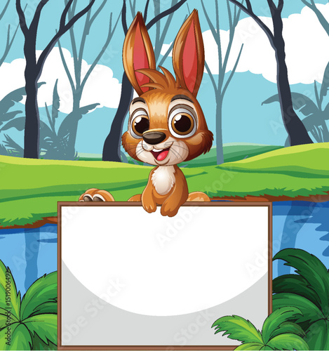 Cheerful Bunny in a Forest Scene
