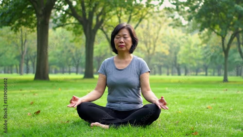 Meditation in the Park – Peaceful Morning Scene with Adult Meditation in the Park – Peaceful Morning Scene with Adult