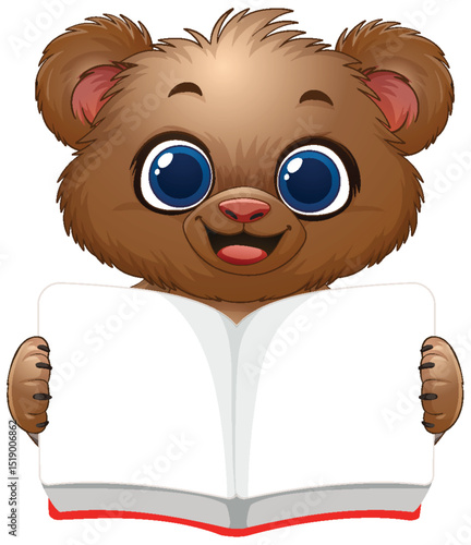 Cute Bear Reading a Book