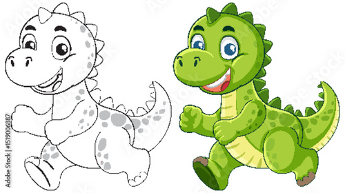 Playful Cartoon Dinosaur Vector Illustration