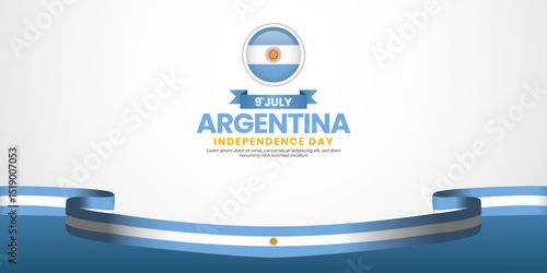 Argentina Independence day banner background 9th of July design element with realistic waving flag