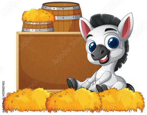 Cute Zebra in a Barn Scene