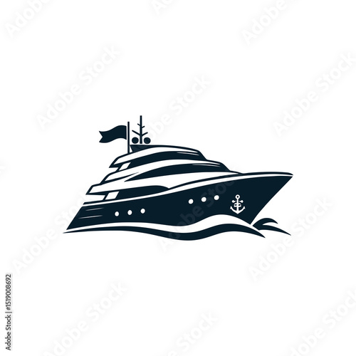 simple silhouette boat ship yacht logo design	
