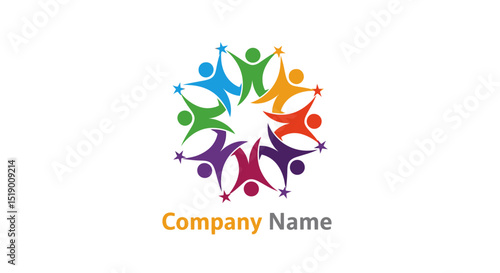 Colorful Interconnected People Symbol Representing Unity