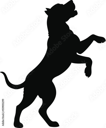 Dog silhouette standing on hind legs isolated on transparent background