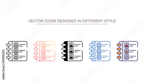 Contact List icon design with white background stock illustration