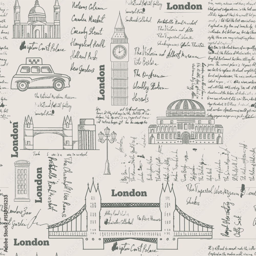 Obraz premium London landmarks seamless pattern