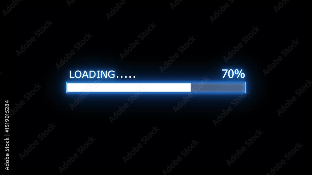 Abstract loading icon animation background. Neon Loading bar sign progress 0 to 91 percent. Abstract loading icon animation background. Neon Loading bar sign progress 0 to 91 percent.
