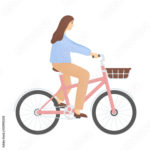 Woman riding pink bicycle
