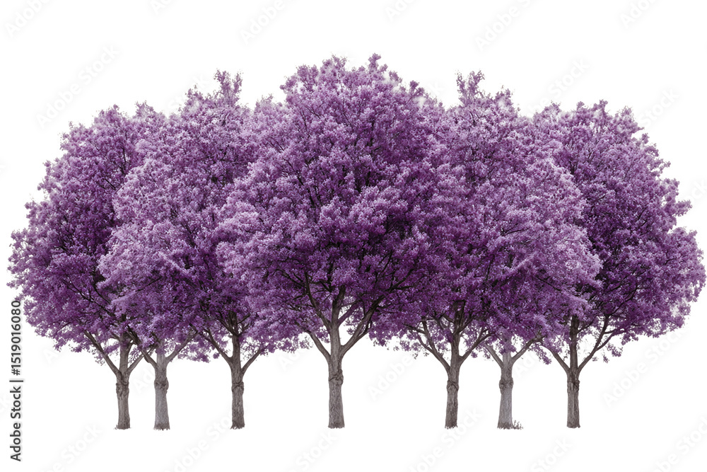 Obraz premium Group of Lavender Trees on Transparent Background, PNG
