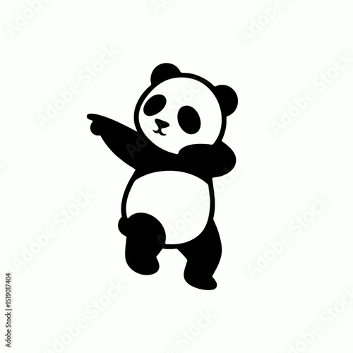 panda bear simple silhouette negative space cute panda bear dance illustration  
