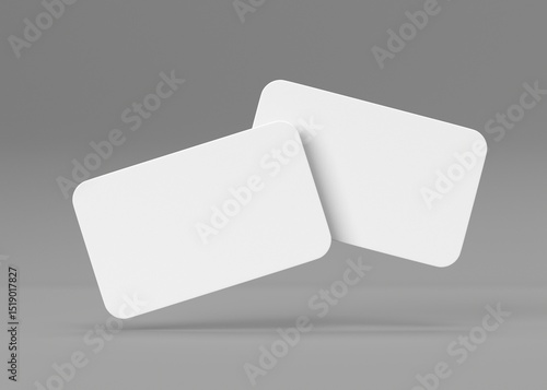 Two Blank White Business Cards Mockup on Gray Background