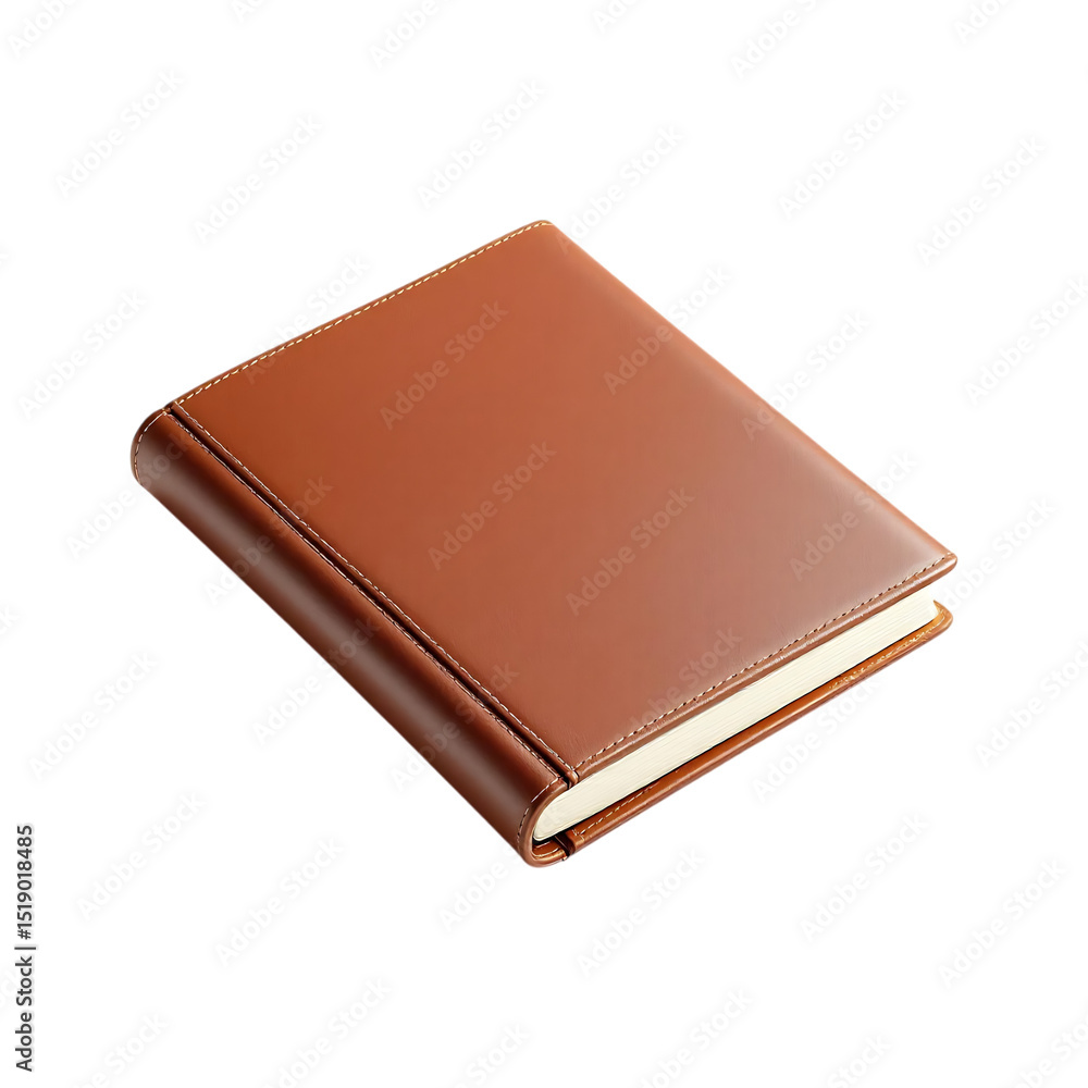 Brown leather journal, blank cover, isolated on white background. Brown leather journal, blank cover, isolated on white background.