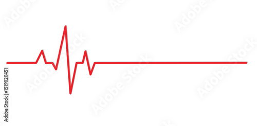 Red Heartbeat Pulse Line Isolated on White Background