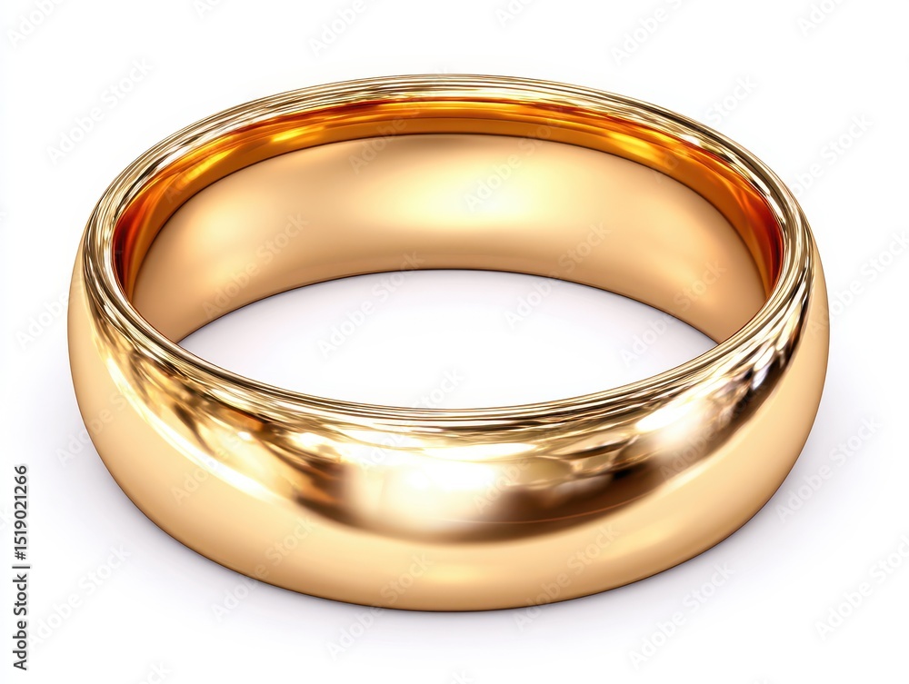 Close Up of Polished Gold Wedding Band on White Background Close Up of Polished Gold Wedding Band on White Background