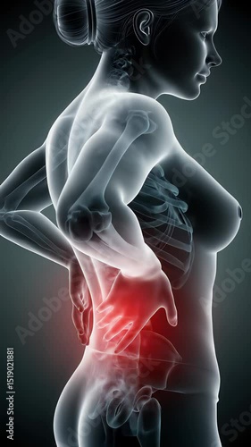 Female Anatomy with Lower Back Pain Illustration