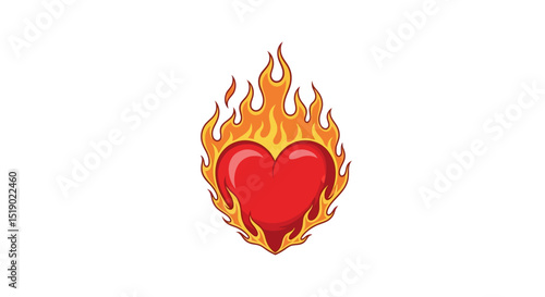 Fiery Heart Symbolizing Passion Love and Intense Emotions