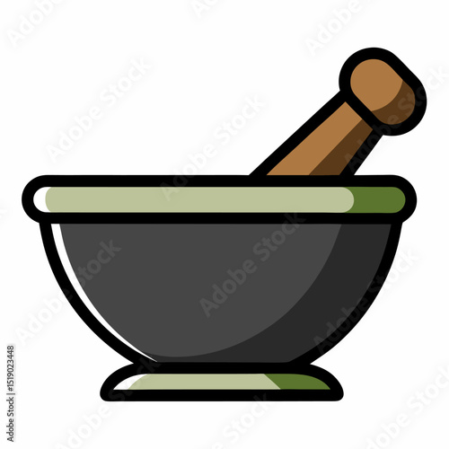 Mortar and Pestle vector icon on white background 