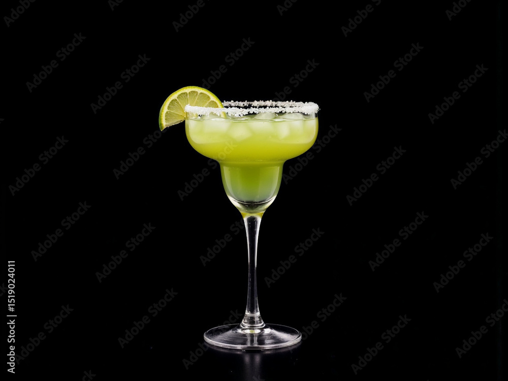 Classic Lime Margarita Cocktail with Salted Rim and Fresh Lime Garnish Classic Lime Margarita Cocktail with Salted Rim and Fresh Lime Garnish